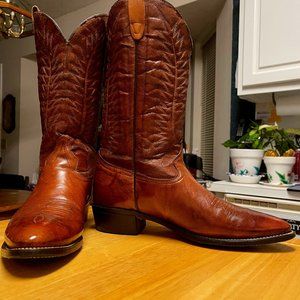 Vintage Mens Westex Brown Leather Cowboy Roper Boots, Size 13 D, Made in the USA